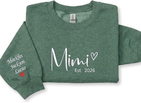 Custom Gigi Embroidered Sweatshirt with Kids Names Sleeve – Gift for Grandma Mothers Day Birthday Christmas in Saudi Arabia