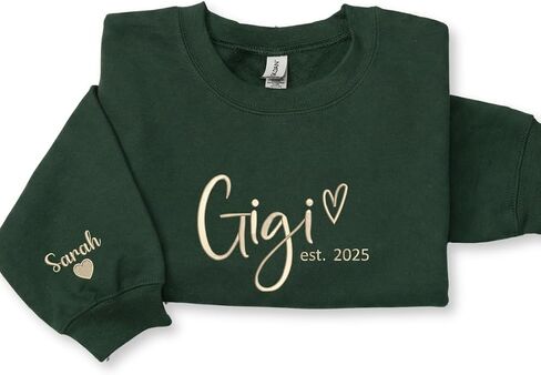 Custom Gigi Embroidered Sweatshirt with Kids Names Sleeve – Gift for Grandma Mothers Day Birthday Christmas in Saudi Arabia