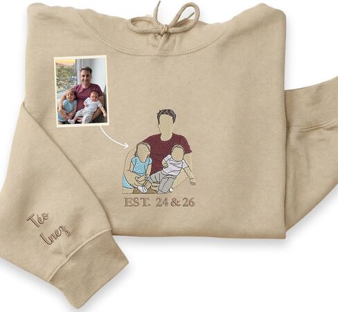 Custom Embroidered Sweatshirt Dad Family Portrait From Photo – Dad Gift Father’s Day Birthday First Time Dad in Saudi Arabia