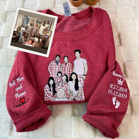 Custom Family Sweatshirt Personalized Embroidered Design from Your Photo – Add Names, Initials or Special Text – Unique Gift for Family, Friends or Loved Ones on Any Meaningful Occasion in Kuwait