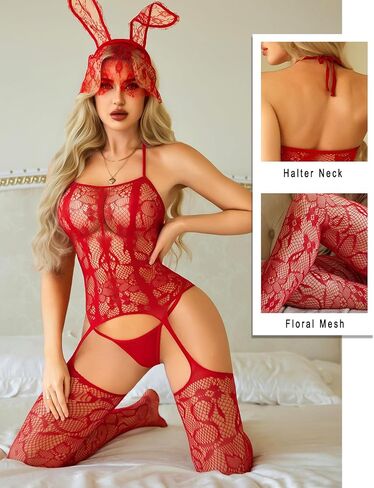 Avidlove شبكة صيد السمك الملابس الداخلية جوارب الجسم للنساء قطعة واحدة شبكة ارتداءها جوارب مثيرة ملابس الهذيان (بدون سراويل داخلية) in Kuwait