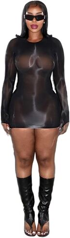 KIZOIEJE Oil Shiny Bodystocking Lingerie Mini Dress Sexy Clubwear Glossy Body Stocking for Women in Saudi Arabia