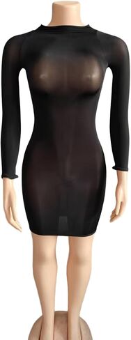 KIZOIEJE Oil Shiny Bodystocking Lingerie Mini Dress Sexy Clubwear Glossy Body Stocking for Women in Saudi Arabia