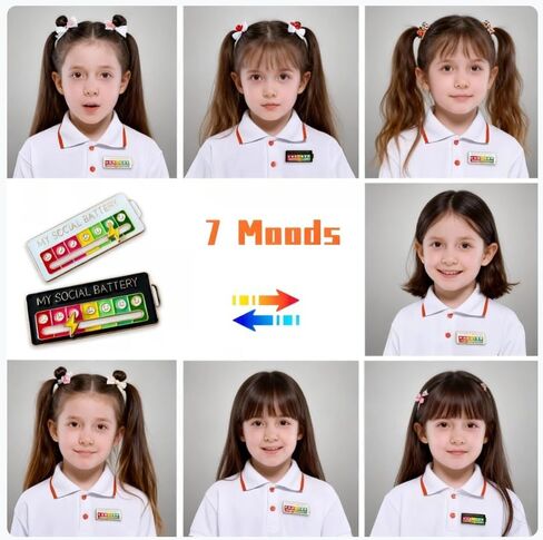 Generic Social Battery Slider Pin 2Pcs Interactive Enamel Mood Brooch Funny Emotional Design Aesthetic Accessory for Backpacks Jackets Bags Clothing in Saudi Arabia