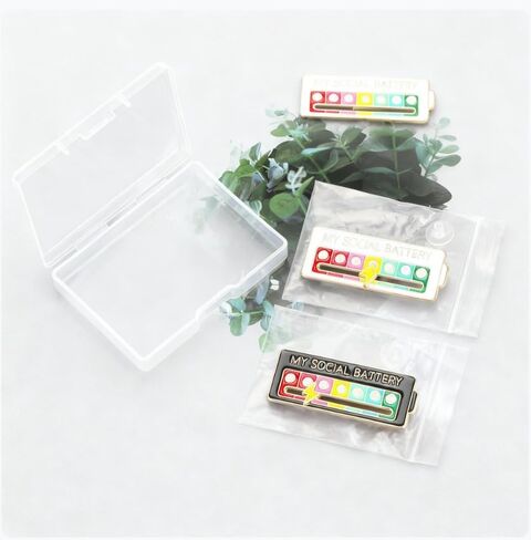 Generic Social Battery Slider Pin 2Pcs Interactive Enamel Mood Brooch Funny Emotional Design Aesthetic Accessory for Backpacks Jackets Bags Clothing in Saudi Arabia