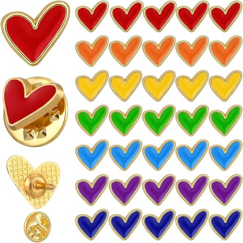 35 Pcs Bulk Mini Heart Lapel Pins Multicolor Cute Metal Heart Love Brooches Mother's Day Gifts for Women Lover Partner Friend Clothes Bags Hats Anniversary Party Costume Accessory in Kuwait