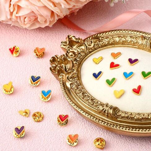 35 Pcs Bulk Mini Heart Lapel Pins Multicolor Cute Metal Heart Love Brooches Mother's Day Gifts for Women Lover Partner Friend Clothes Bags Hats Anniversary Party Costume Accessory in Kuwait