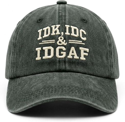 IDK IDC & IDGAF Embroidery Baseball Caps, Cotton Adjustable Breathable Dad Hat, Baseball Hat for Men Women in Kuwait