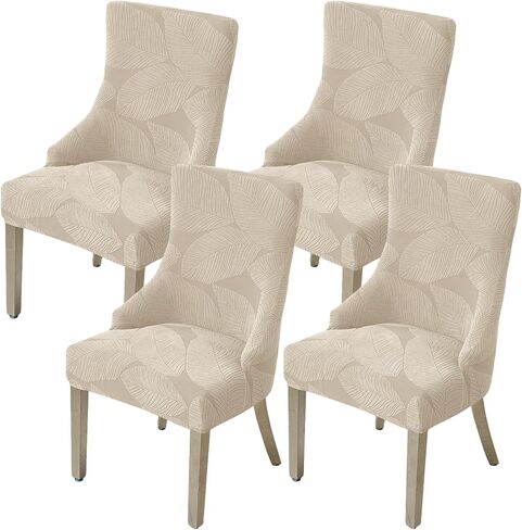 HAOYONG Wingback Side Chair Cover Stretch Dining Chair Covers Slipcovers Accent Chair Cover Slipcover with Arm Washable Upholstered Arm Dining Chair Cover for Dining Room Banquet Decor (Set of 4) in Saudi Arabia