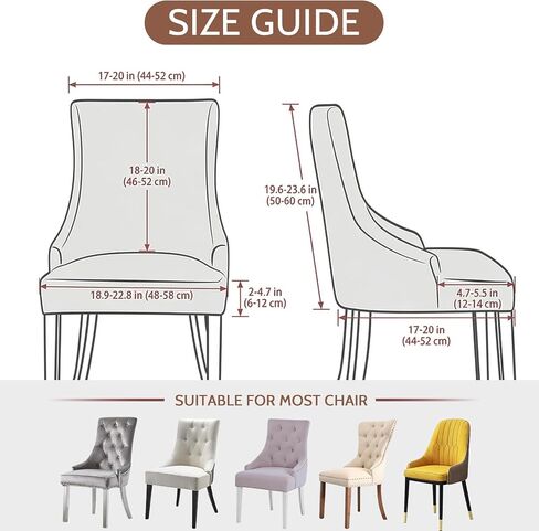 HAOYONG Wingback Side Chair Cover Stretch Dining Chair Covers Slipcovers Accent Chair Cover Slipcover with Arm Washable Upholstered Arm Dining Chair Cover for Dining Room Banquet Decor (Set of 4) in Saudi Arabia