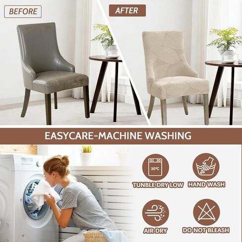 HAOYONG Wingback Side Chair Cover Stretch Dining Chair Covers Slipcovers Accent Chair Cover Slipcover with Arm Washable Upholstered Arm Dining Chair Cover for Dining Room Banquet Decor (Set of 4) in Saudi Arabia