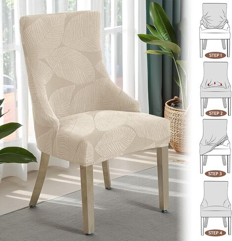 HAOYONG Wingback Side Chair Cover Stretch Dining Chair Covers Slipcovers Accent Chair Cover Slipcover with Arm Washable Upholstered Arm Dining Chair Cover for Dining Room Banquet Decor (Set of 4) in Saudi Arabia
