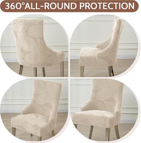 HAOYONG Wingback Side Chair Cover Stretch Dining Chair Covers Slipcovers Accent Chair Cover Slipcover with Arm Washable Upholstered Arm Dining Chair Cover for Dining Room Banquet Decor (Set of 4) in Saudi Arabia