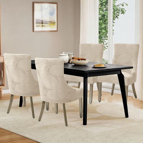 HAOYONG Wingback Side Chair Cover Stretch Dining Chair Covers Slipcovers Accent Chair Cover Slipcover with Arm Washable Upholstered Arm Dining Chair Cover for Dining Room Banquet Decor (Set of 4) in Saudi Arabia