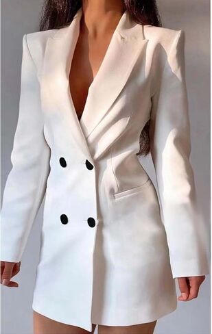 xxxiticat Women's Double Breasted Blazer Jacket Long Sleeve Cut Out Open Back Backless Formal Notch Lapel Coat Outerwear in Kuwait