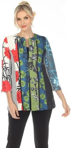 IC Collection Mixed Floral-Print Collarless Jacket in Saudi Arabia