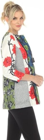 IC Collection Mixed Floral-Print Collarless Jacket in Saudi Arabia