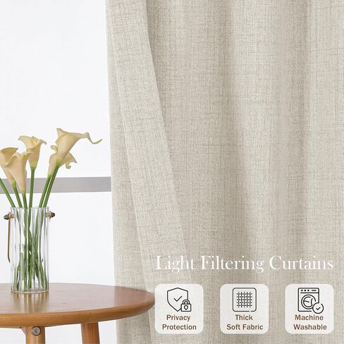 Valance for Windows - Thick Textured Fabric Light Filtering Small Window Valance Kitchen Curtain, Dual Rod Pocket Short Curtain for Cafe Basement Bathroom, Linen Color, 1 Panel, 60Wx12L Inches in Saudi Arabia