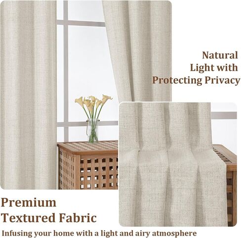 Valance for Windows - Thick Textured Fabric Light Filtering Small Window Valance Kitchen Curtain, Dual Rod Pocket Short Curtain for Cafe Basement Bathroom, Linen Color, 1 Panel, 60Wx12L Inches in Saudi Arabia