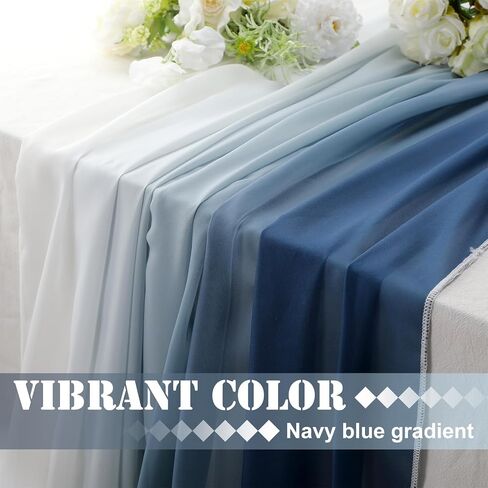 1 Pcs Ombre Chiffon Sheer Window Scarf Valance Curtain for Girl Living Room Decor 216" L Soft Window Sheer Voile Valance for Holiday Wedding Party Decor 52" w(Navy Blue)(Navy Blue) in Kuwait