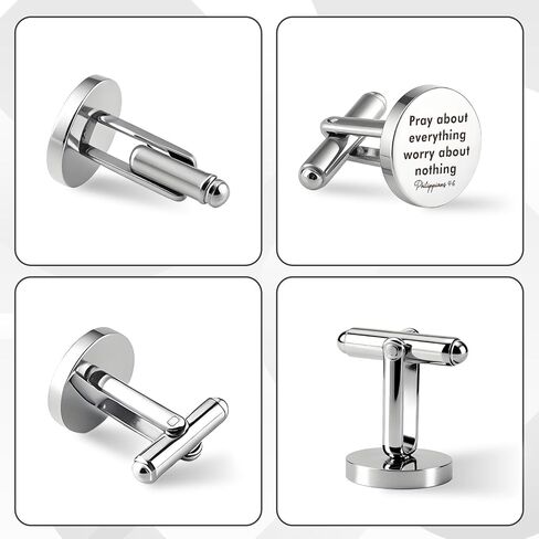 Walking With God Religious Christian Gifts for Men Faith Based Stainless Steel Cuff Links Cufflinks Best Pastor Gift Spiritual Gifts Christmas Birthday Presents Valentines Day Gift for Friend Coworker in Kuwait