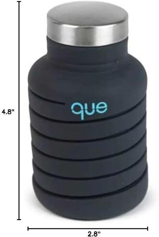 que Bottle | Designed for Travel and Outdoor. Collapsible Water Bottle - Food-Grade Silicone/BPA Free/Lightweight/Eco-Friendly - 20oz (Metallic Charcoal) in Saudi Arabia