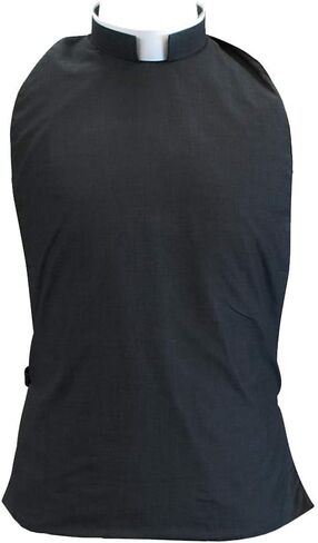 Casula Clergy Shirt Front Vest | Roman Rabat | Adjustable Elastic Band | 100% Cotton and Lined (Black, 44 cm / 17.5 in) in Saudi Arabia