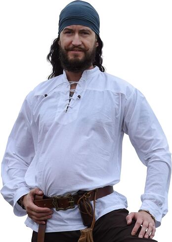 Battle-Merchant Medieval Shirt Ludwig – Cotton Tunic with Lace-Up Neckline, LARP, Viking & Renaissance Costume in Saudi Arabia