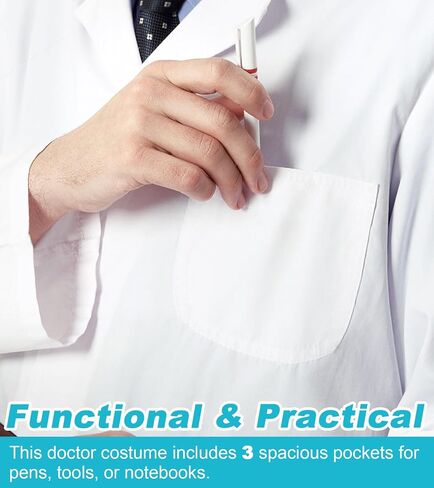 Snwquik Lab Coat for Men&Women,Doctor Costume for Adults Teens,White Long Sleeve Unisex Science Chemistry Lab Coat in Kuwait
