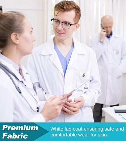 Snwquik Lab Coat for Men&Women,Doctor Costume for Adults Teens,White Long Sleeve Unisex Science Chemistry Lab Coat in Kuwait