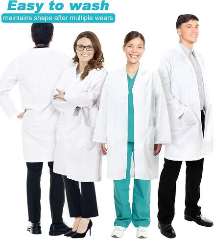 Snwquik Lab Coat for Men&Women,Doctor Costume for Adults Teens,White Long Sleeve Unisex Science Chemistry Lab Coat in Kuwait