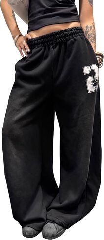 Women’s Parachute Pants Y2K Wide Leg Baggy Track Sweatpants with USA Flag 80 Print Streetwear in Saudi Arabia