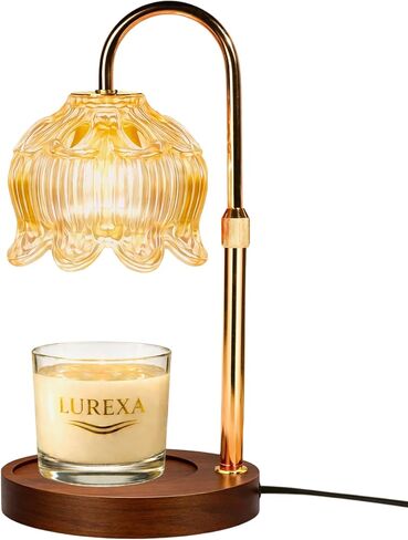 Candle Warmer Lamp with Timer, Dimmable Wax Melt Lamp for Large & Standard Jar Candles, Includes 2 GU10 Bulbs, Elegant Vintage Home Decor Gift for Women & Mom (A1-Green Red Lotus) in Kuwait