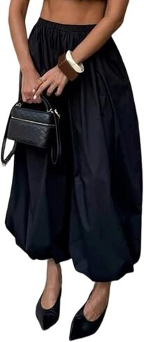 Unybwonn حريمي سراويلي حريمي فضفاض غير رسمي مطوي فضفاض البضائع السراويل مرونة الخصر واسعة الساق الهبي السراويل الطويلة بنطلون in Kuwait