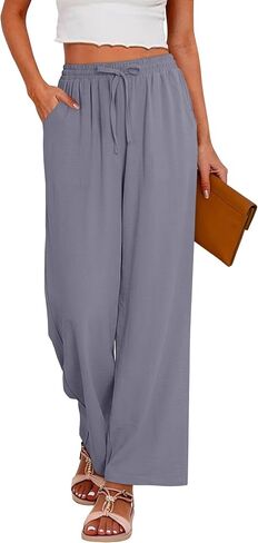 Magritta Palazzo Pants for Women Casual Drawstring High Waisted Lounge Pants Fitted Wide Leg Trousers with Pockets in Saudi Arabia