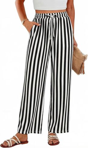 Magritta Palazzo Pants for Women Casual Drawstring High Waisted Lounge Pants Fitted Wide Leg Trousers with Pockets in Saudi Arabia