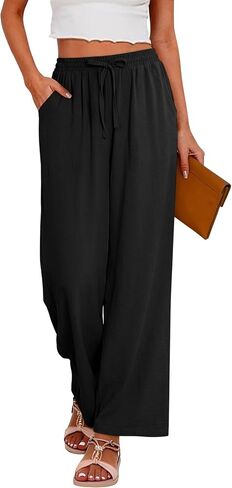 Magritta Palazzo Pants for Women Casual Drawstring High Waisted Lounge Pants Fitted Wide Leg Trousers with Pockets in Saudi Arabia