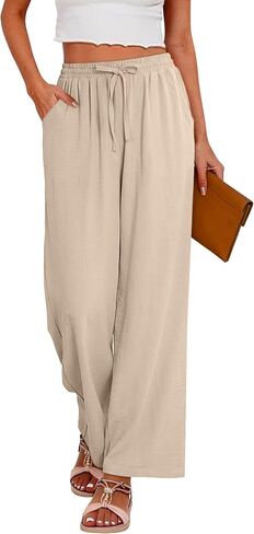 Magritta Palazzo Pants for Women Casual Drawstring High Waisted Lounge Pants Fitted Wide Leg Trousers with Pockets in Saudi Arabia
