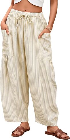 ZESICA Women’s Summer Wide Leg Palazzo Harem Pants 2026 Boho Loose Flowy Beach Pant Casual Barrel Sweatpants with Pockets in Kuwait