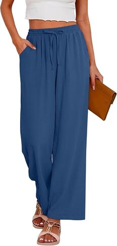 Magritta Palazzo Pants for Women Casual Drawstring High Waisted Lounge Pants Fitted Wide Leg Trousers with Pockets in Saudi Arabia