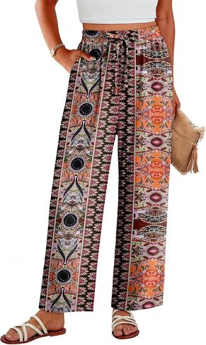 Magritta Palazzo Pants for Women Casual Drawstring High Waisted Lounge Pants Fitted Wide Leg Trousers with Pockets in Saudi Arabia
