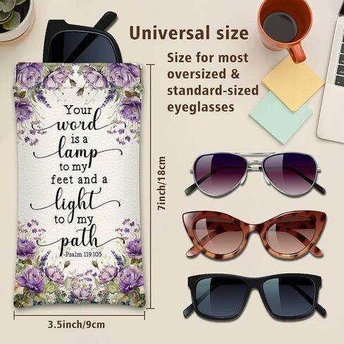 Eyeglasses Sunglasses Case PU Soft Squeeze Top Glasses Pouch for Women Men,Bible Floral Print Portable Anti Scratch in Saudi Arabia