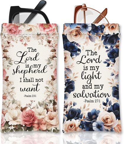 Eyeglasses Sunglasses Case PU Soft Squeeze Top Glasses Pouch for Women Men,Bible Floral Print Portable Anti Scratch in Saudi Arabia