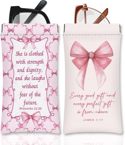 Eyeglasses Sunglasses Case PU Soft Squeeze Top Glasses Pouch for Women Men,Bible Floral Print Portable Anti Scratch in Saudi Arabia