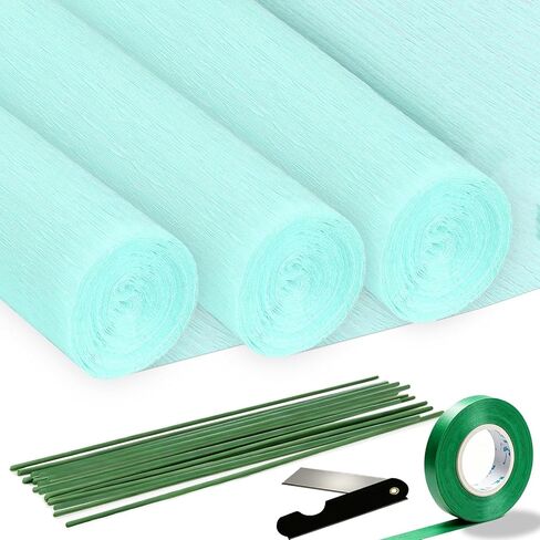 VNAKER Crepe Paper Roll (9.8Inch x 8.2Ft/3Rolls), Heavy Papel Crepe Set Multi-Color, White, Black, Green, Rosa etc. Crepe Paper for Birthday Wedding Party Decoration DIY Craft (White A) in Saudi Arabia