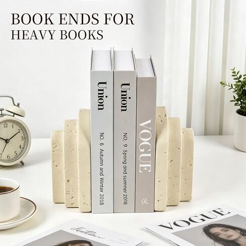 Heavy Duty Bookends for Heavy Books, 6 LB Resin Decorative Book ends for Shelves, Modern Layered Arch Book Ends with Faux Stone Look, Book Stopper Set of 2 for Shelves, Bookends for Shelf Organization in Kuwait