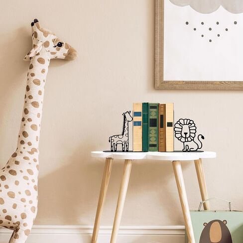 Lion Giraffe Safari Metal Bookends Animal Bookends for Kids Cute Decor for Childrens Bedroom Home Nursery in Saudi Arabia