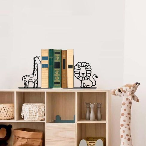Lion Giraffe Safari Metal Bookends Animal Bookends for Kids Cute Decor for Childrens Bedroom Home Nursery in Saudi Arabia