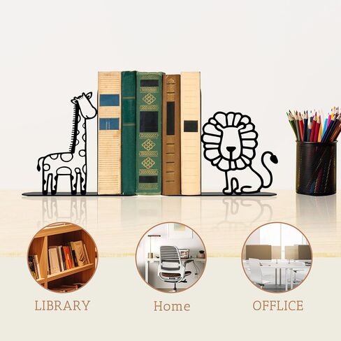 Lion Giraffe Safari Metal Bookends Animal Bookends for Kids Cute Decor for Childrens Bedroom Home Nursery in Saudi Arabia