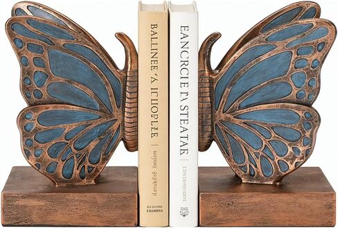 Blue Butterfly Bookends - Creative Book Stopper, Vintage Heavy Duty Book Ends, Decorative Bookends for Heavy Books in Kuwait